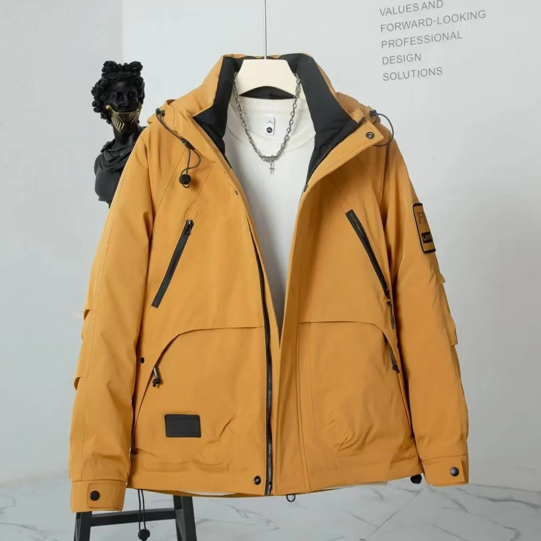 【御寒雪山】冬季帅气百搭时尚潮流冲锋衣连帽加厚保暖外套9359