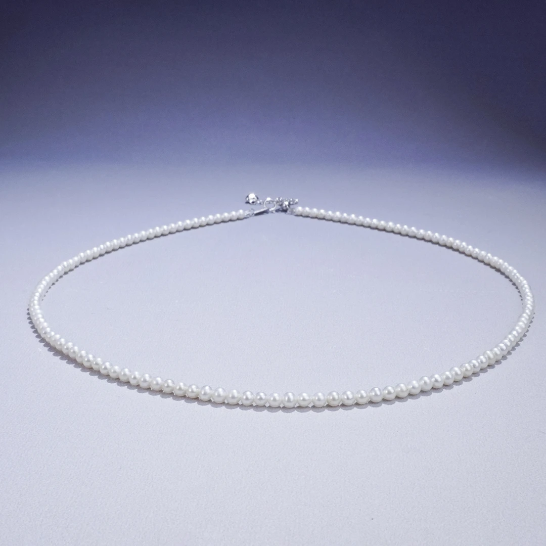 4-5mm含星YA508 S925银淡水珍珠项链小米珠伴彩优雅42cm