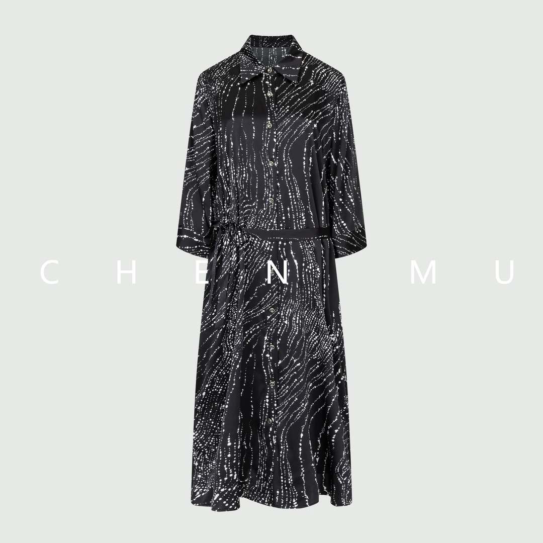 【宸慕】显瘦气质优雅高端璀璨星河重磅桑蚕丝连衣裙25596