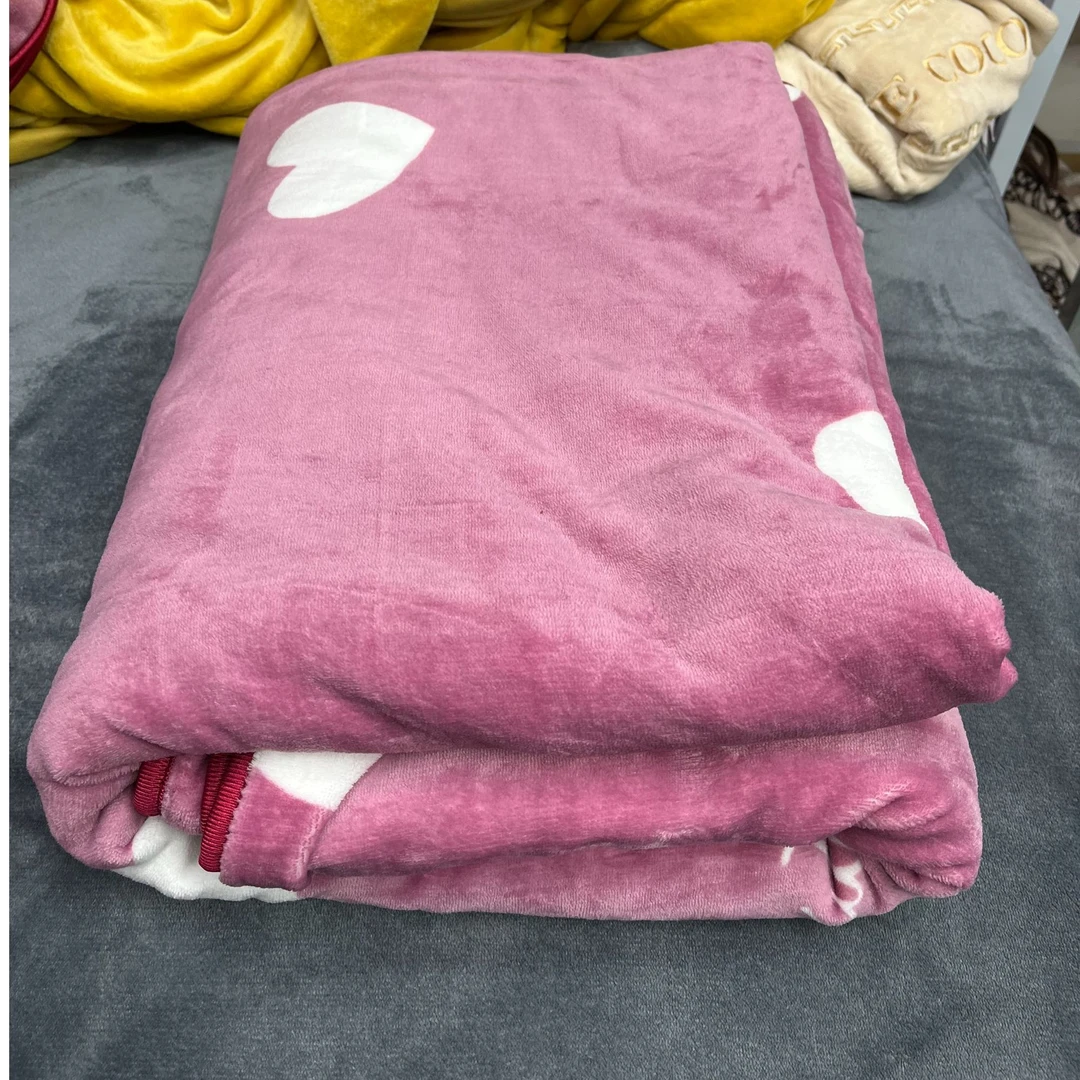 豆沙爱心加厚牛奶绒被套200*230cm