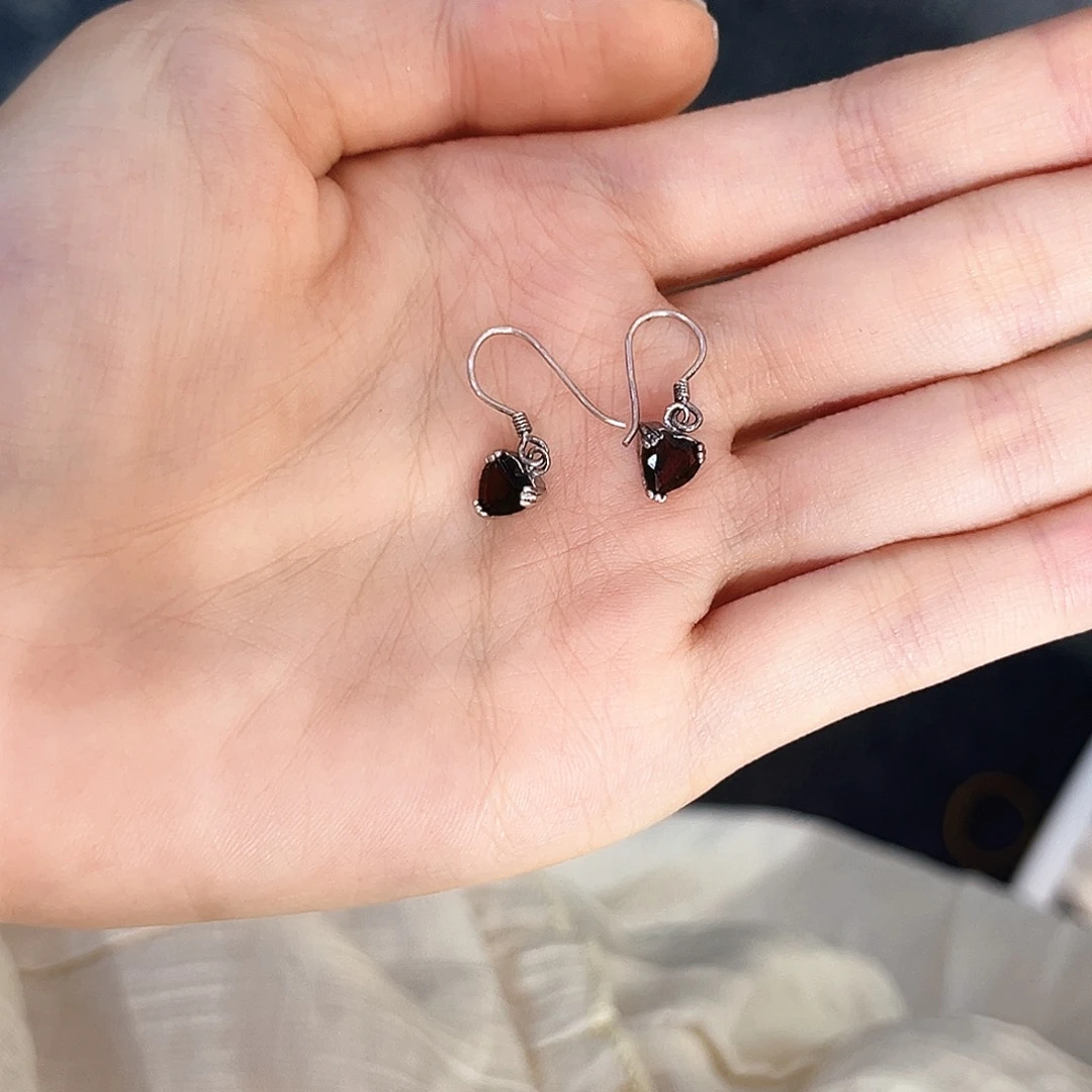 水晶耳饰银S925镶嵌一对