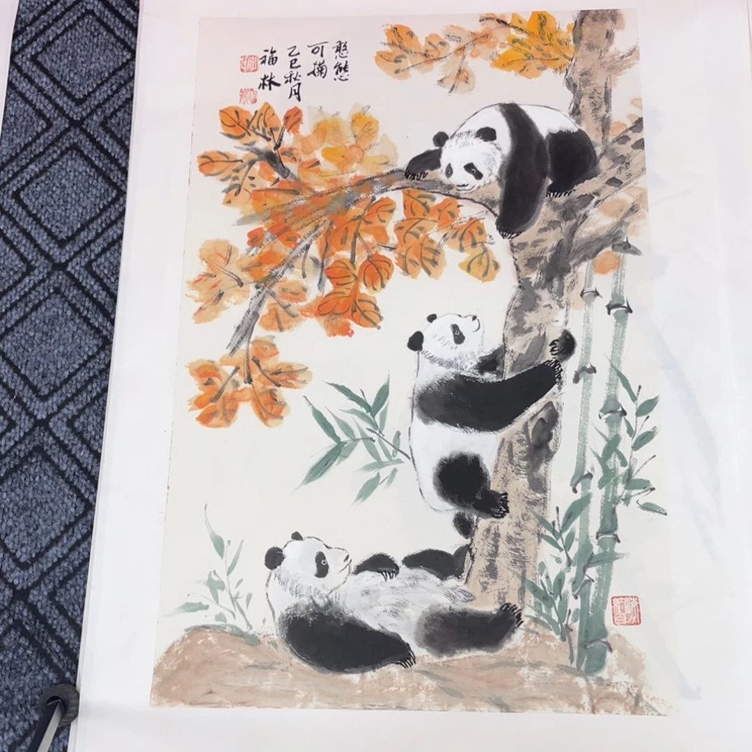 国画四尺三开花鸟