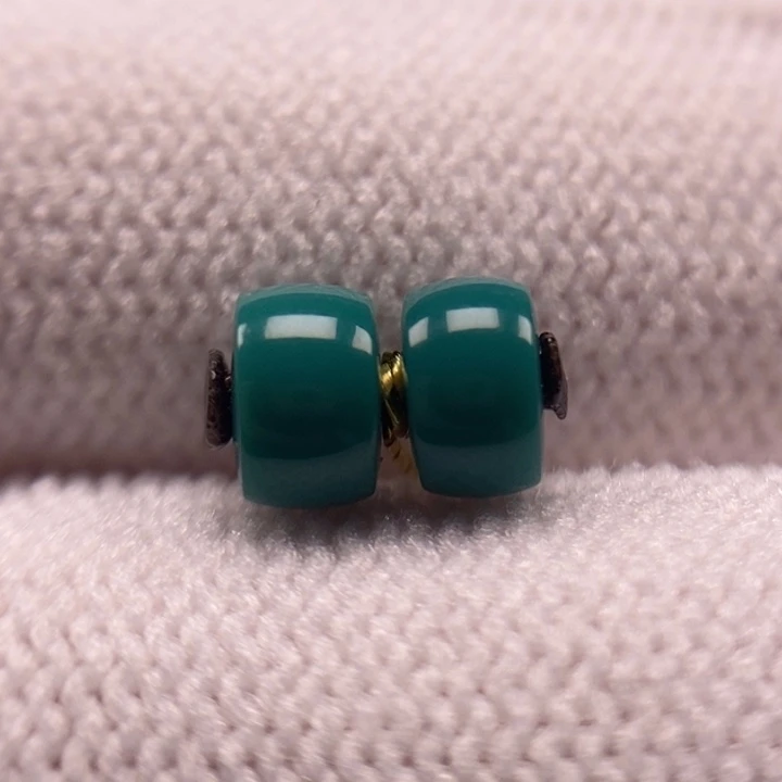 未镶嵌绿松石珠宝奇石直切对珠5.6mm福利款AA598