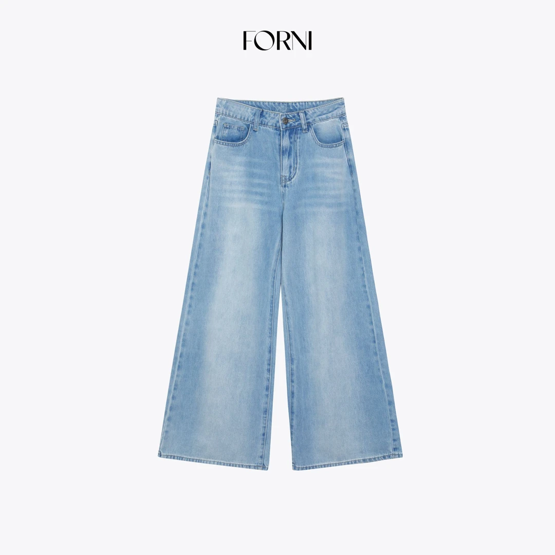 FORNI  溏心牛仔 春季长款休闲裤做旧微喇直筒宽松牛仔长裤女