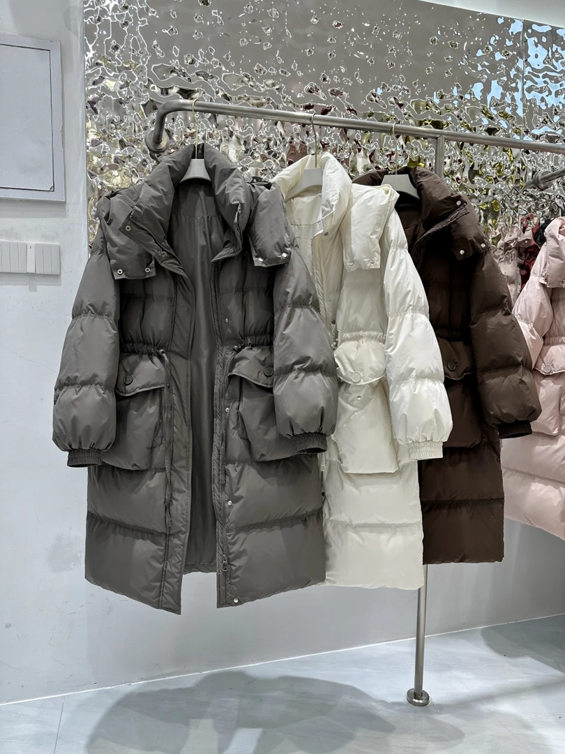 2025加厚连帽保暖长款韩版中长款时尚常规羽绒服手套款