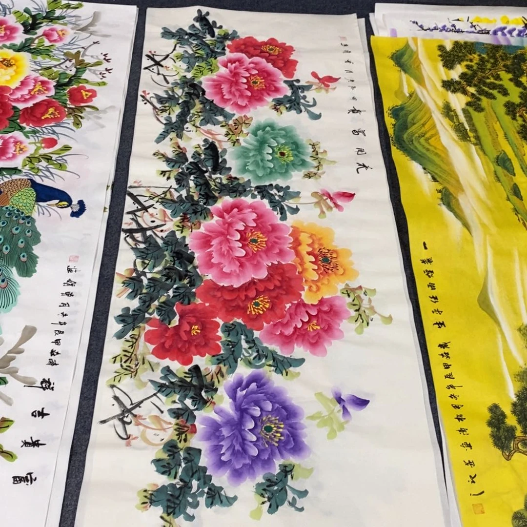 国画68✖️68金线荷花九鱼画画画