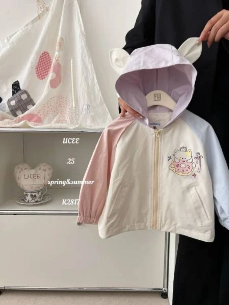 【米粒Kids】uc拼接鸳鸯袖小猫甜甜圈冲锋衣K 2817