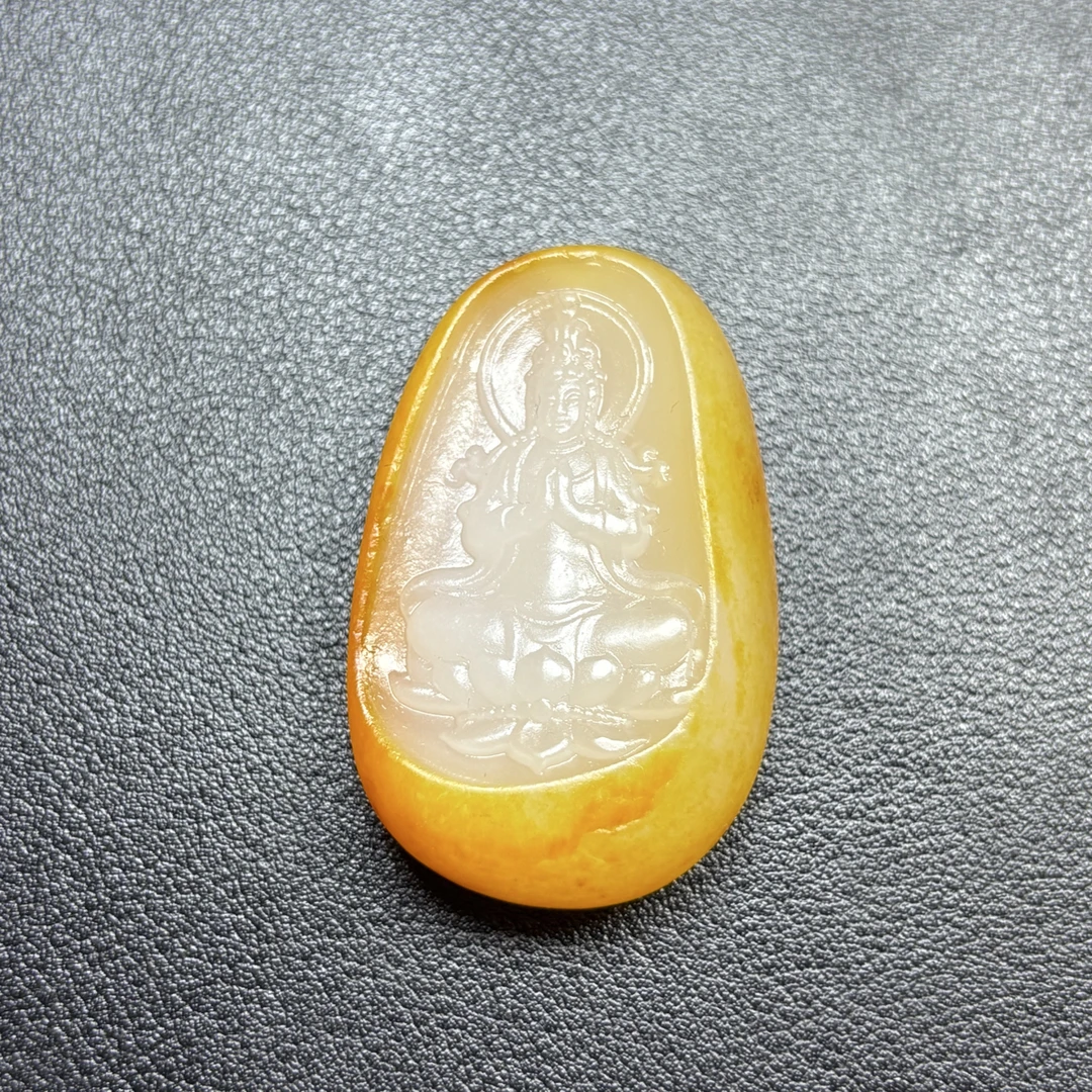 和田玉正装观音吊坠项链