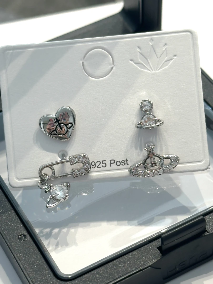 铜合金耳饰 锆石星球四件套个性化耳钉