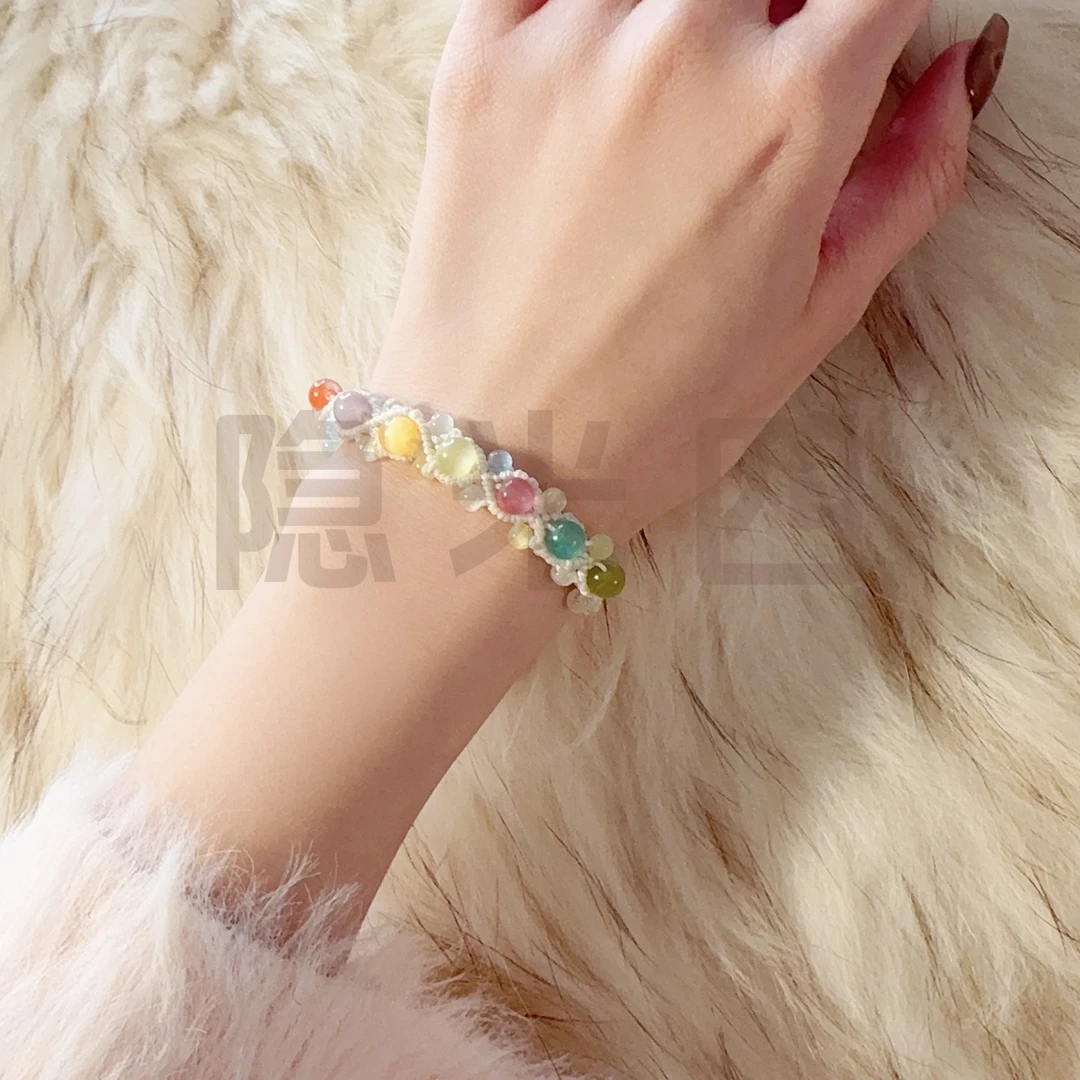 合金莫桑石手链 【小糖果】新中式原创设计轻奢编绳手链彩色ins手链