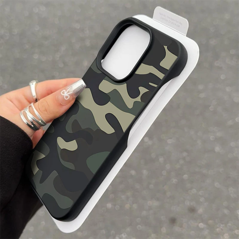 迷彩图案半包款软壳适用苹果16/15promax手机壳iphone14/12/11/13