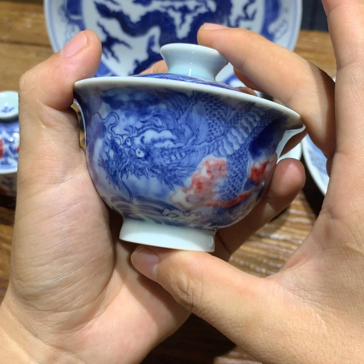 景德镇陶瓷青花盖碗