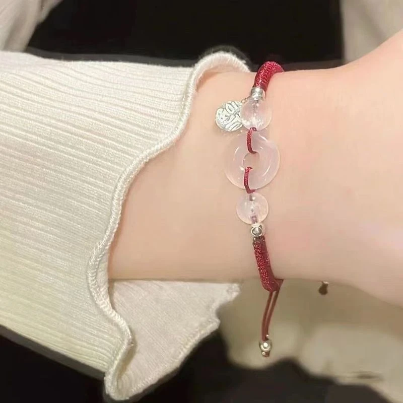 平安扣福牌串珠红绳手链28299