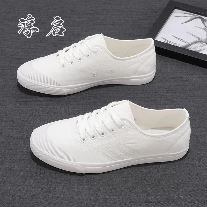 淳启帆布鞋男春季百搭简约系带透气轻便软底男士休闲板鞋小白鞋男