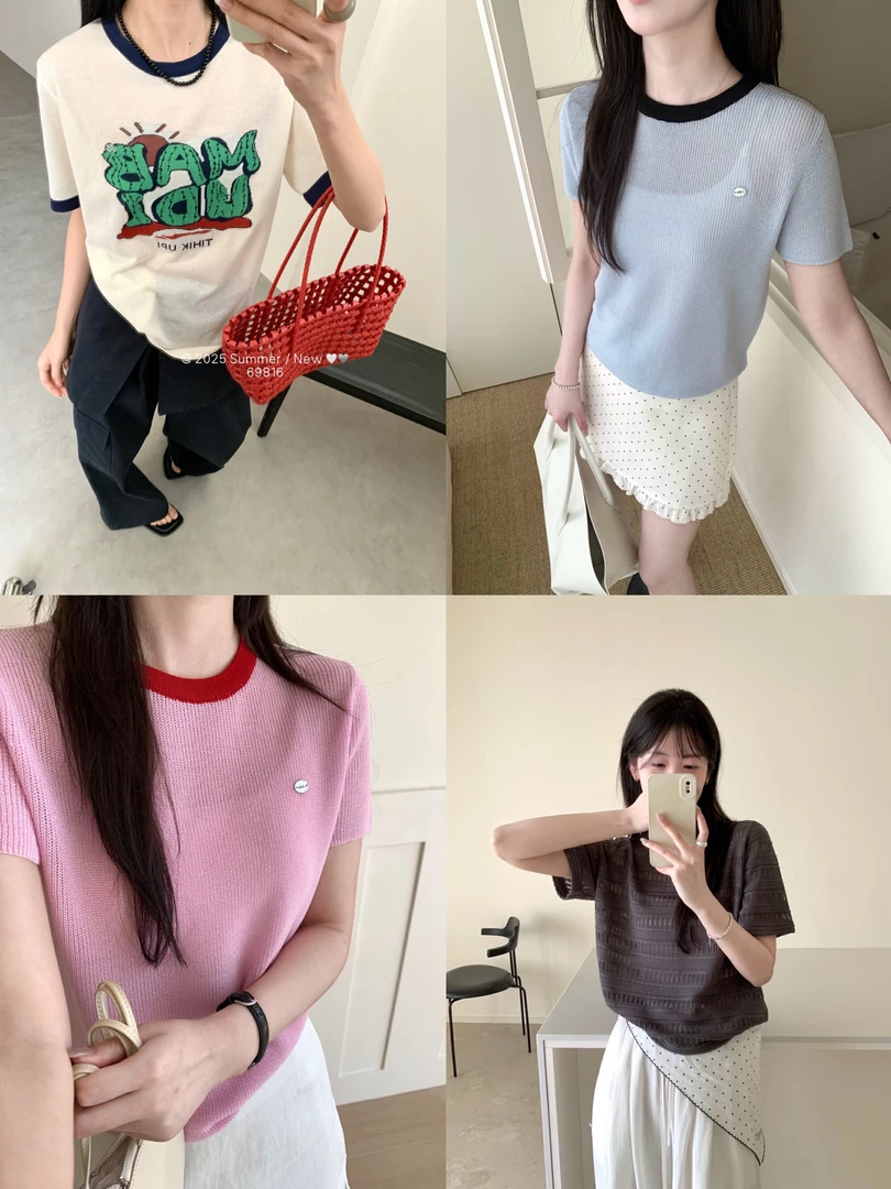 【C101-200】枝枝家合集~春夏新款女装针织衫短袖上衣女