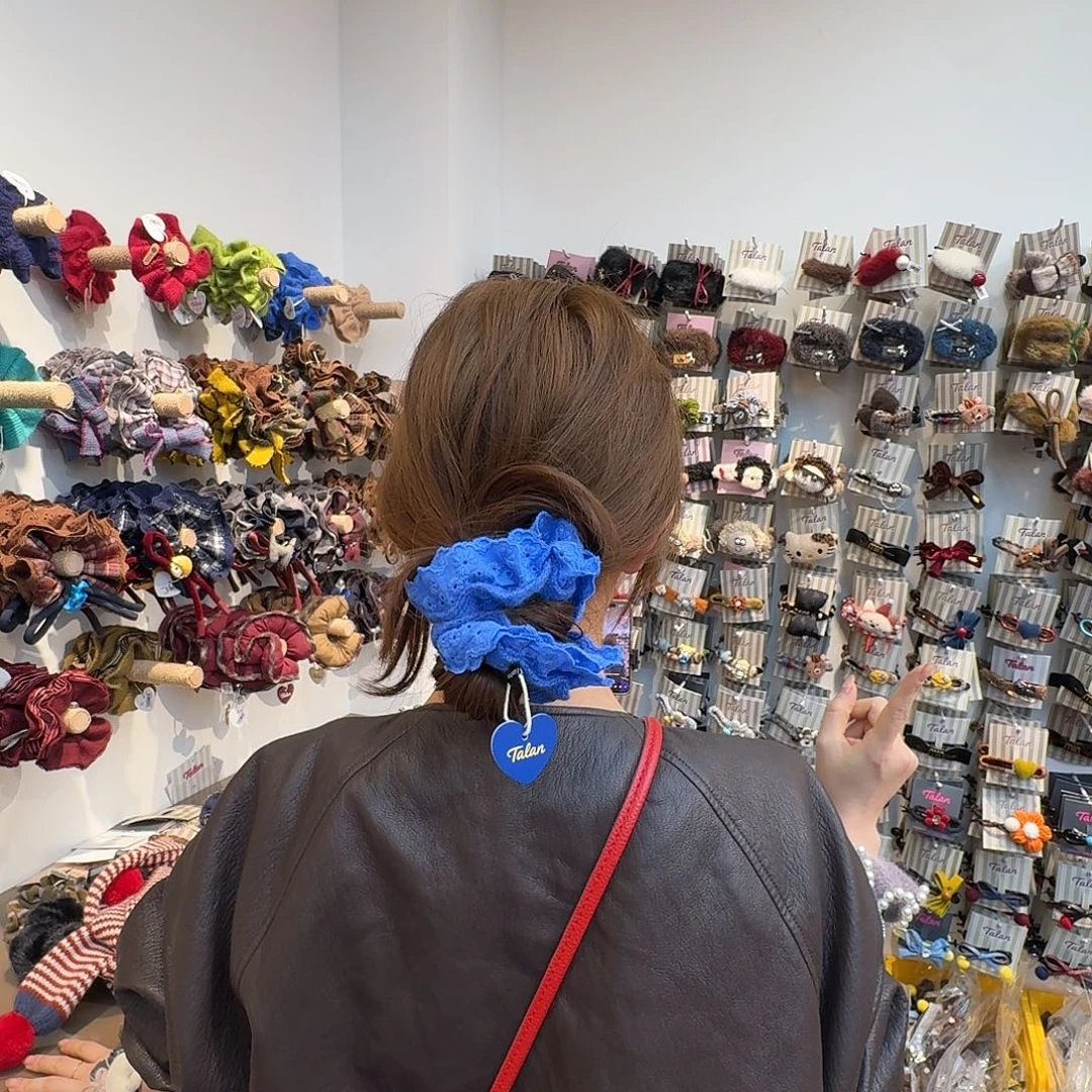 布艺铁合金蓝色发圈