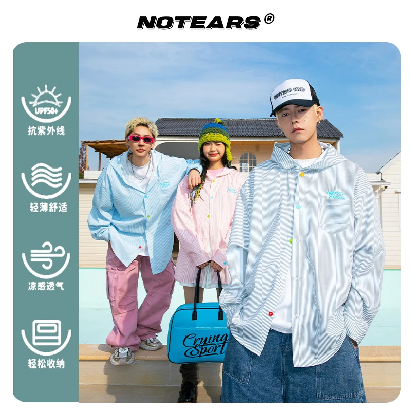 NOTEARS/没有眼泪 2025春夏户外防晒衣UPF50+情侣连帽衬衫2582