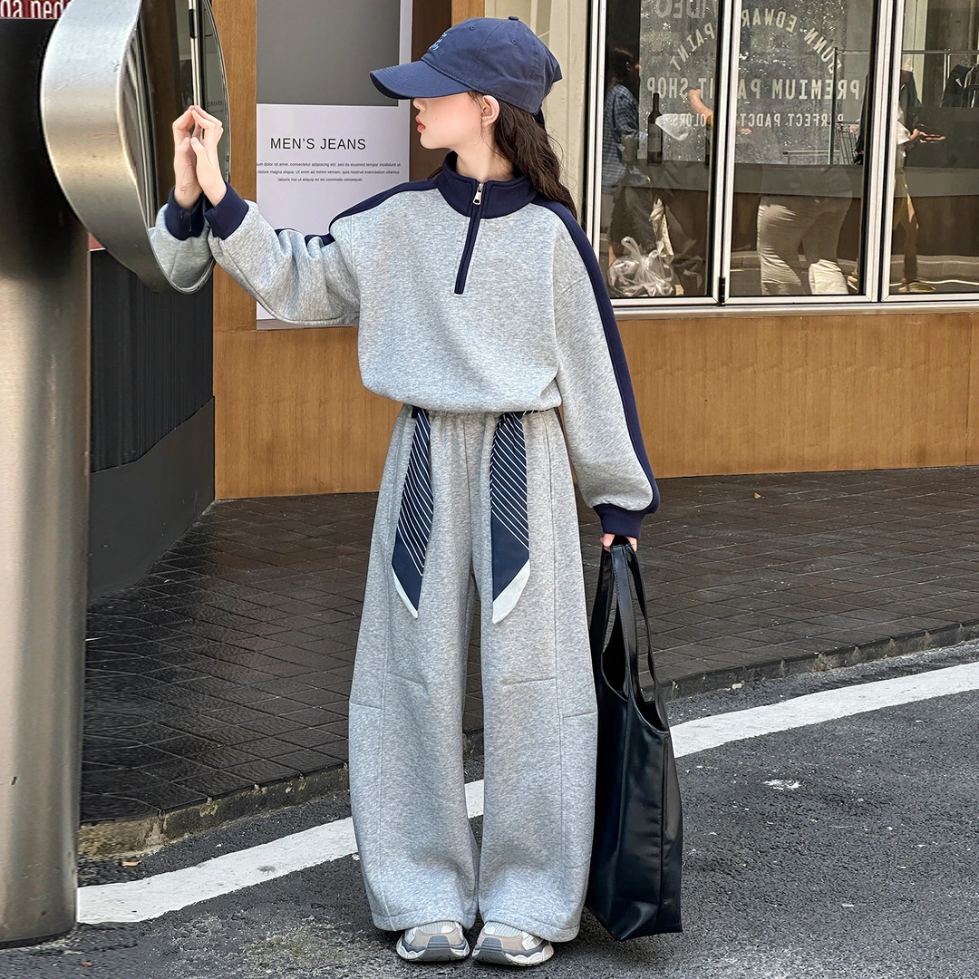 女童韩系卫衣套装春秋款2025新款洋气女大童儿童运动阔腿裤两件套