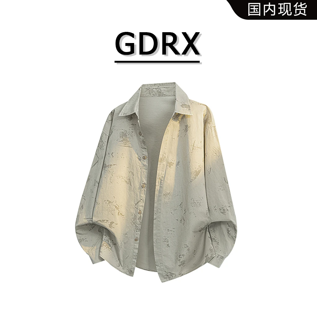 GDRX美式衬衫男2025秋季新款工装休闲宽松上衣潮流时尚长袖外套