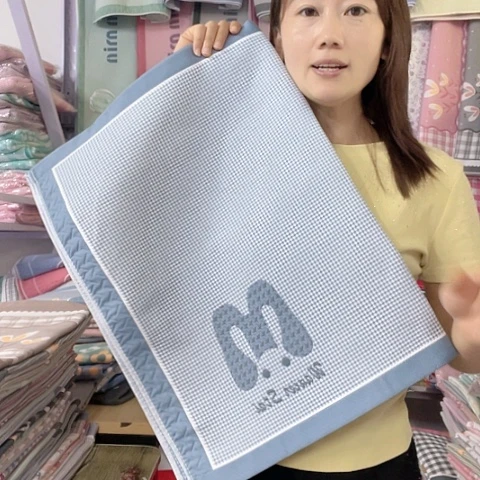 棉纱布棉雾霾蓝大字母