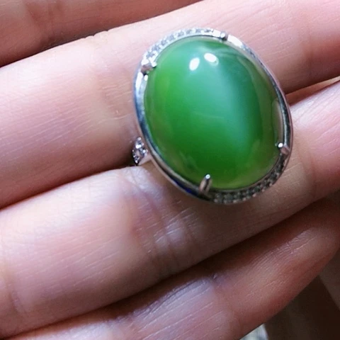 和田玉戒指银S925镶嵌