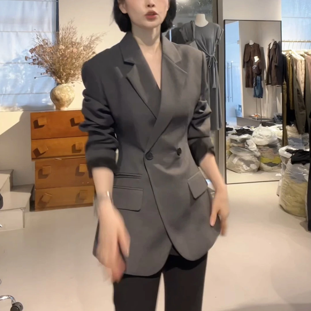 气质西装外套女2025春秋新款小众设计感修身显瘦韩版百搭西服上衣