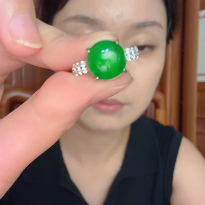 翡翠银S925镶嵌颈饰戒指