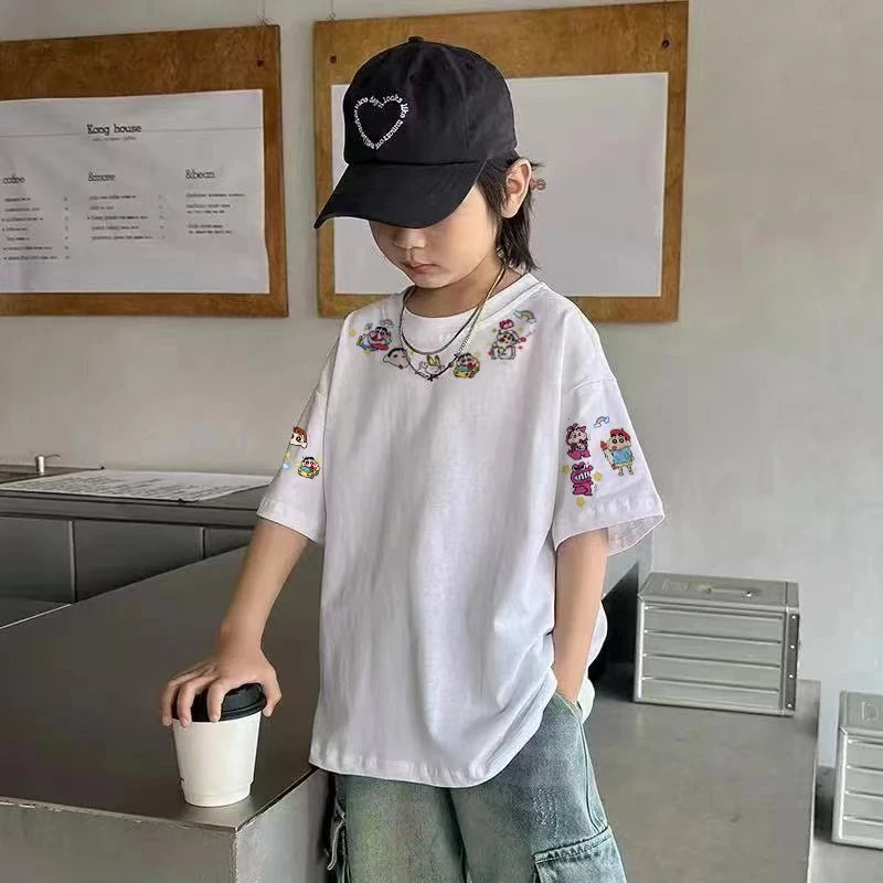 潮童设计感～宽松日系卡通蜡笔小新短袖T恤亲子款