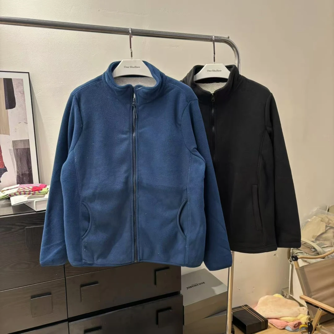 4913秋冬保暖舒适纯色立领摇粒绒外套