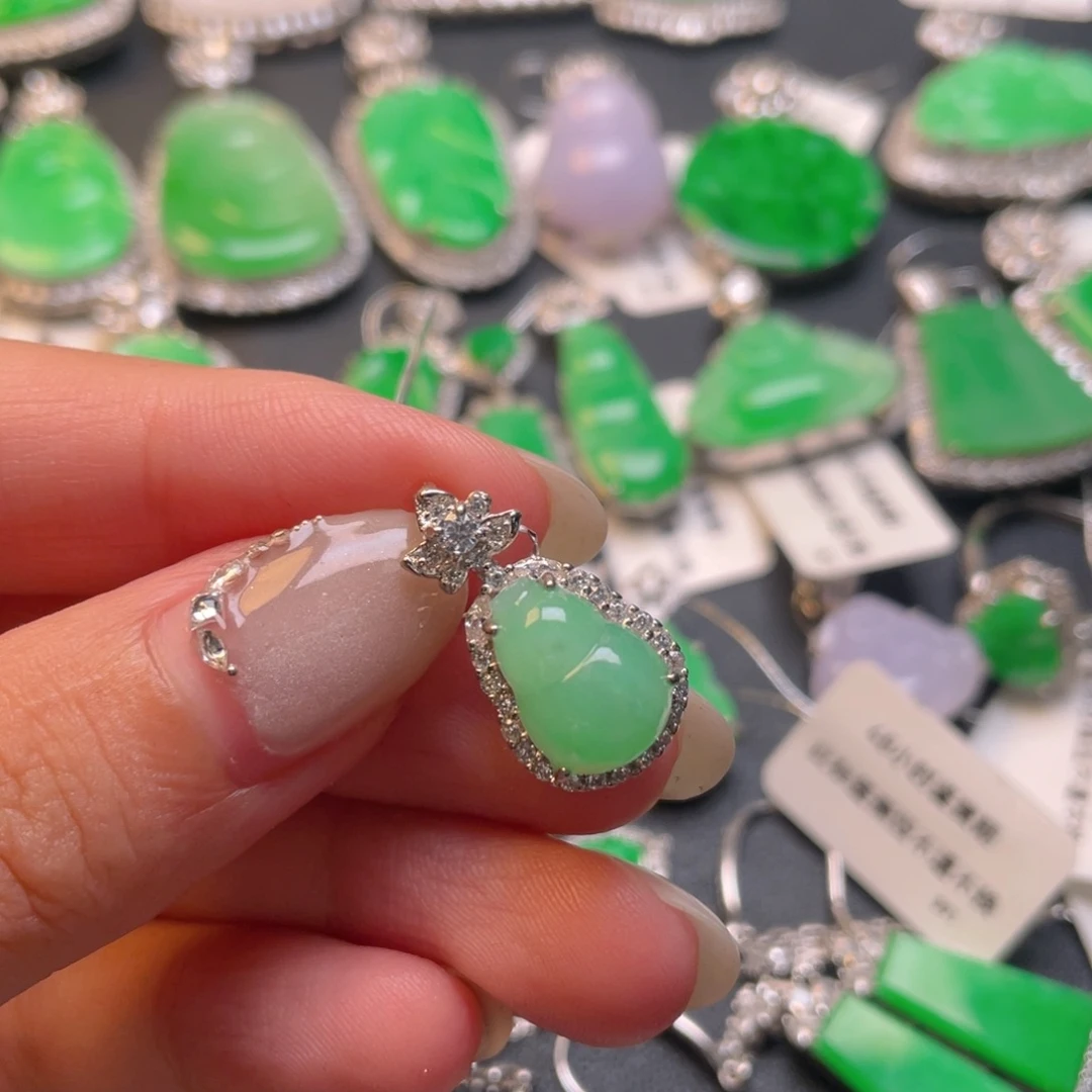 翡翠银S925镶嵌吊坠(不含链)