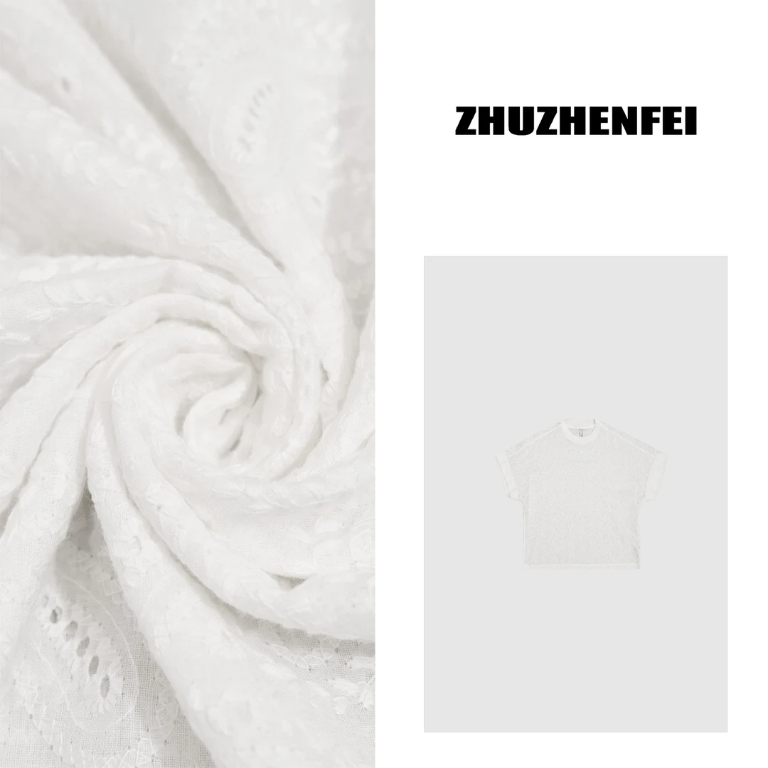 ZHUZHENFEI【异域腰果】白色100棉宽松透气百搭腰果T恤Z352180