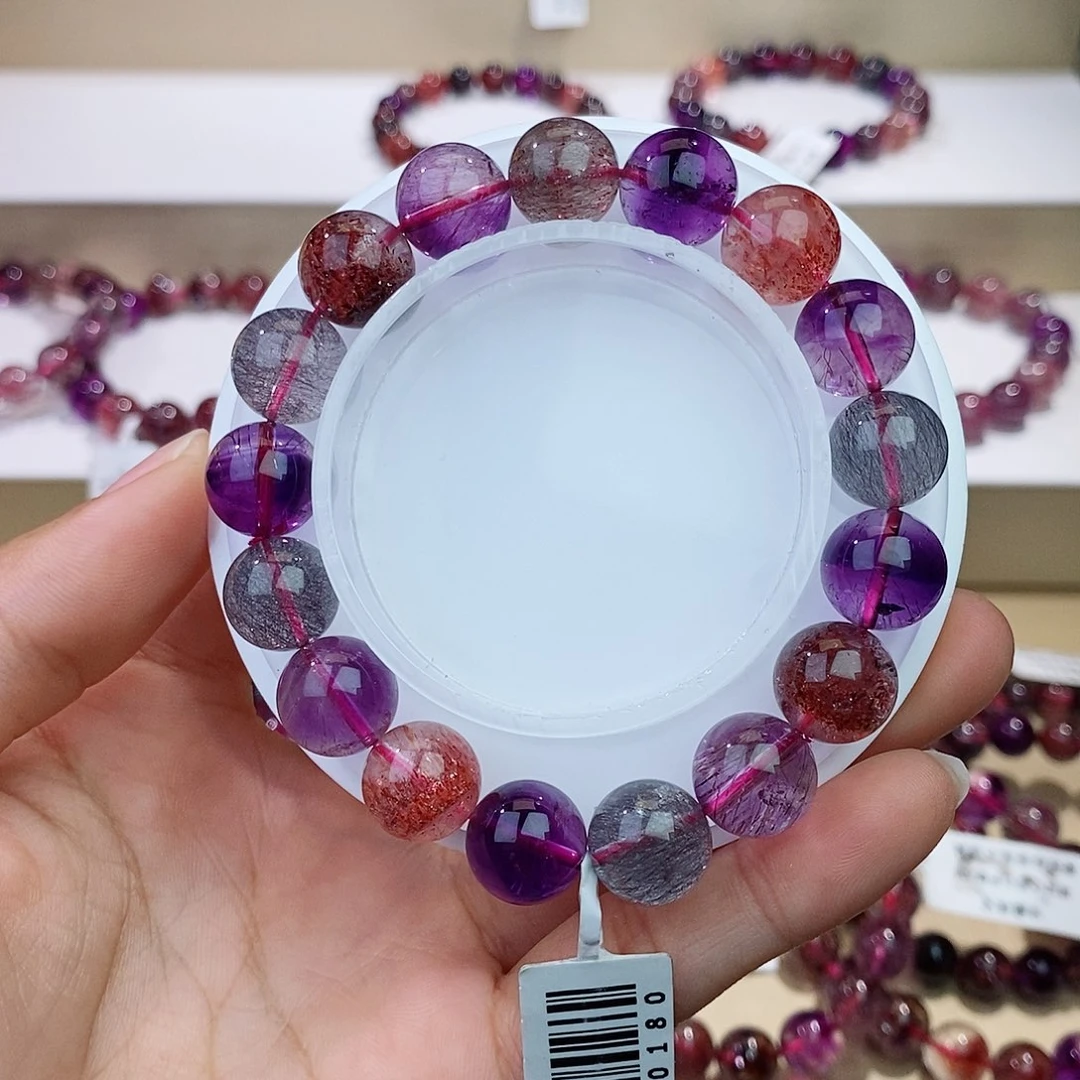 水晶未镶嵌手链黑加仑超七11+