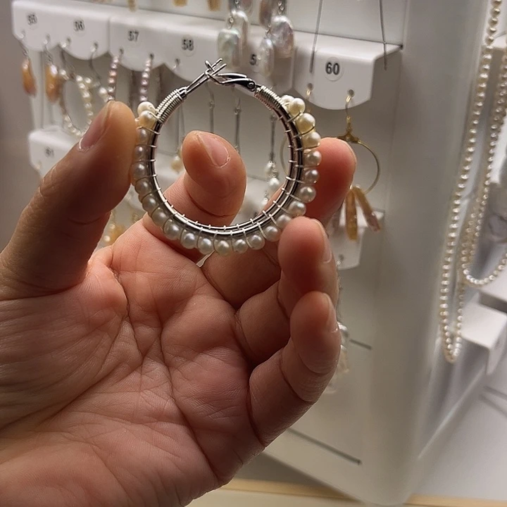 银S925镶嵌耳饰淡水珍珠