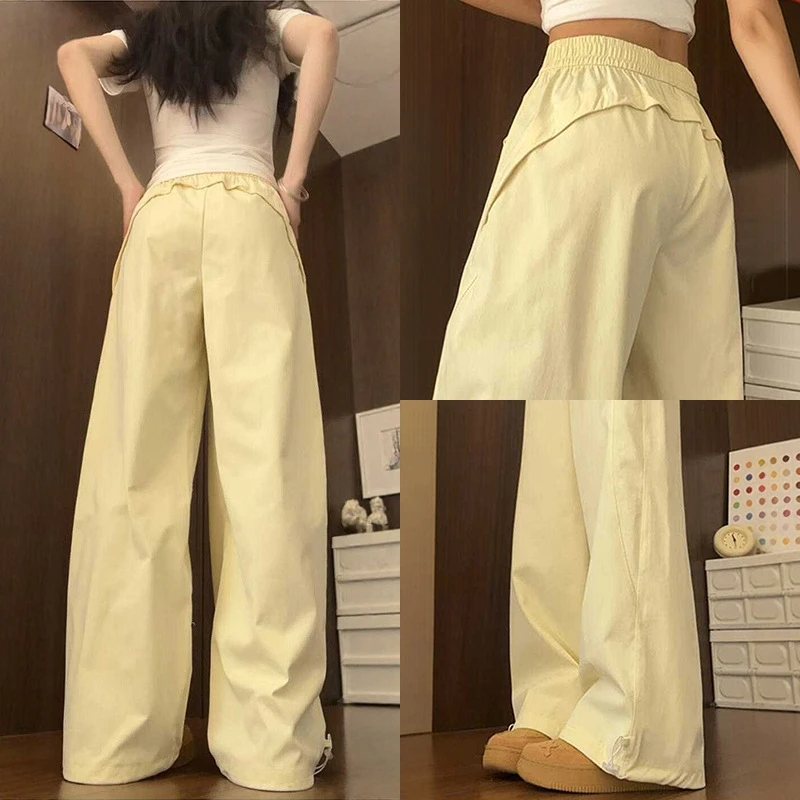 多巴胺工装裤新款夏季薄款小个子高腰直筒遛弯运动休闲裤女