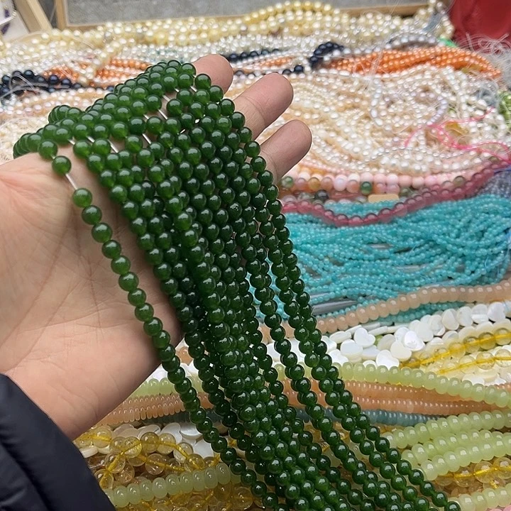 玛瑙/玉髓珠宝半成品未镶嵌一条6mm碧玉