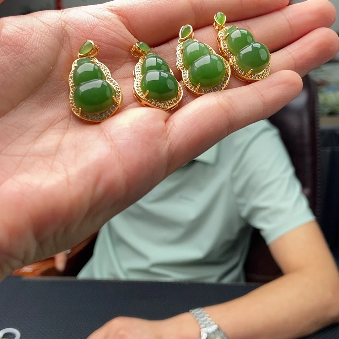 和田玉银S925镶嵌颈饰颜色多样性发拍一发一