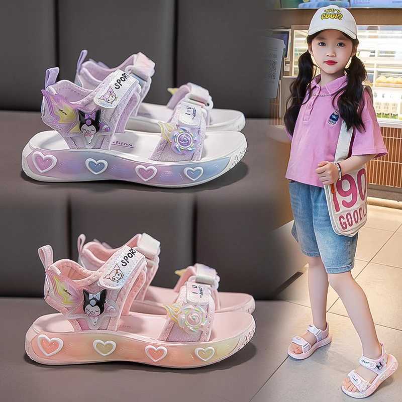 女童凉鞋夏季2025新款爆款儿童公主鞋洋气中大童运动沙滩鞋库洛米