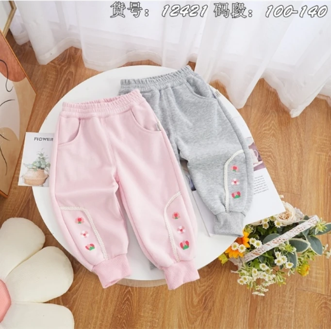 12421花朵休闲运动卫裤（灰色）