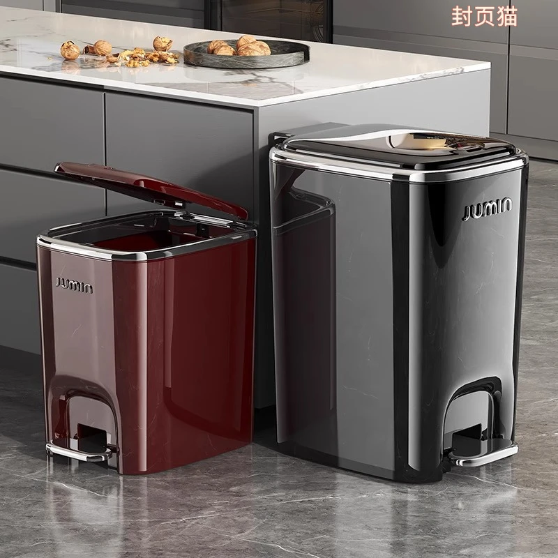 轻奢高档垃圾桶卧室浴室厨房厕所办公室带盖子按压脚踏垃圾收纳筒