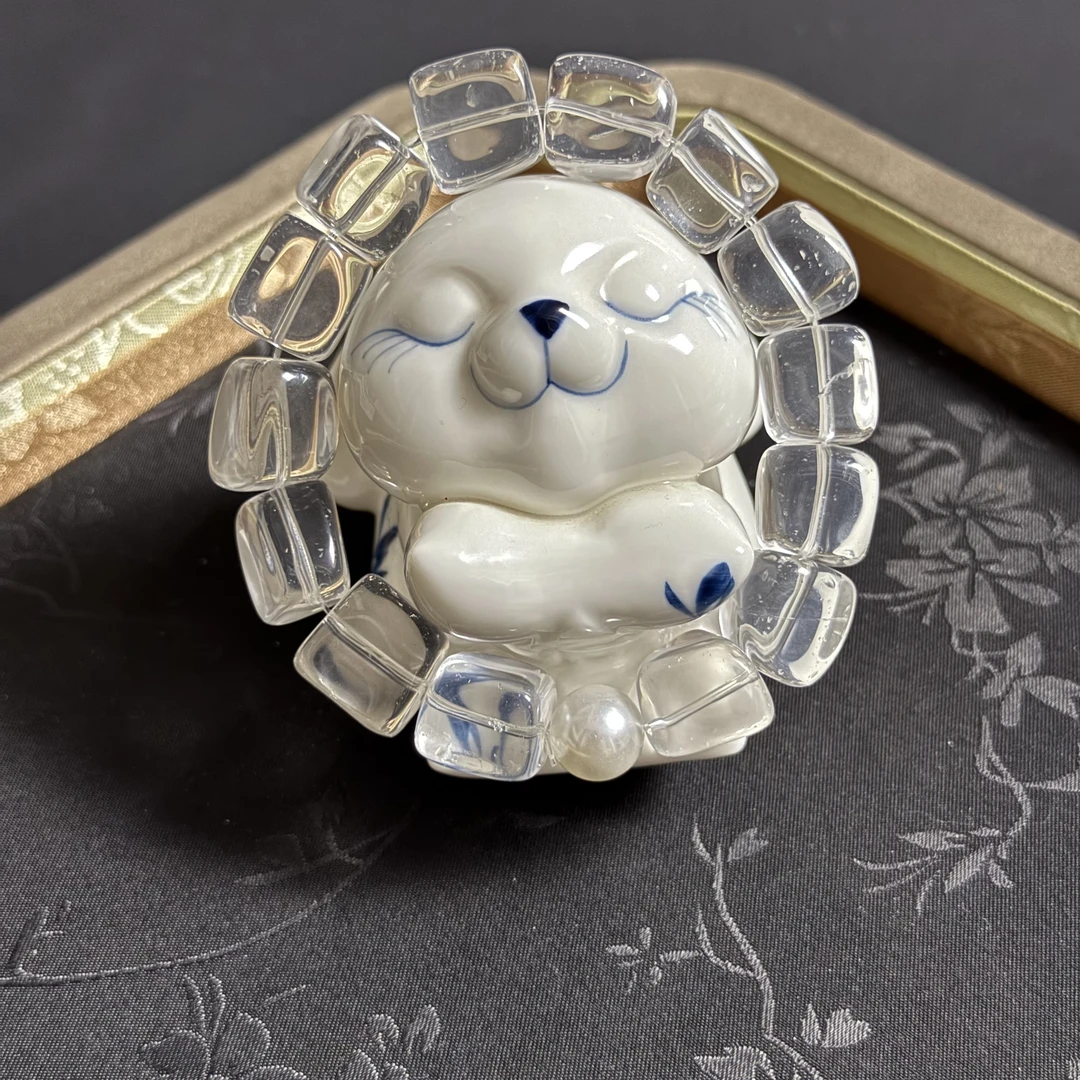 【蒹葭向月】天然水晶白水晶不规则方糖手串L965设计师