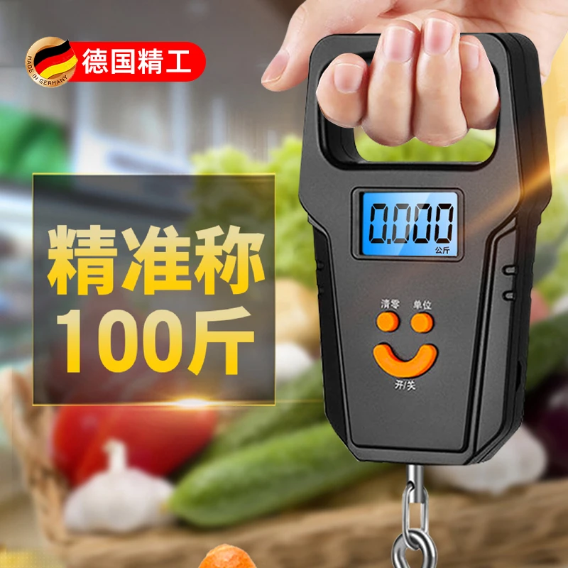 德国高精度迷你手提电子秤50便携式家用快递称挂钩称小型弹簧秤