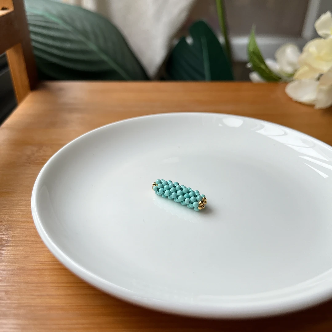 【珠宝厂长】约24*6mm原矿绿松DIY配件18K金镶嵌吊坠