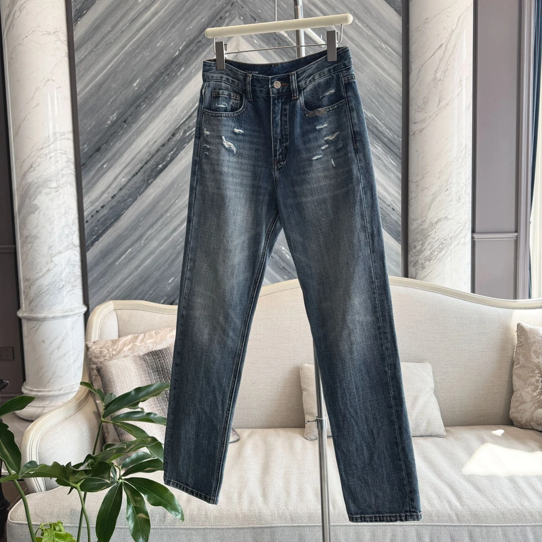 【亏本清仓no退no换】品月复古直筒磨毛小脚牛仔裤女 BK5914