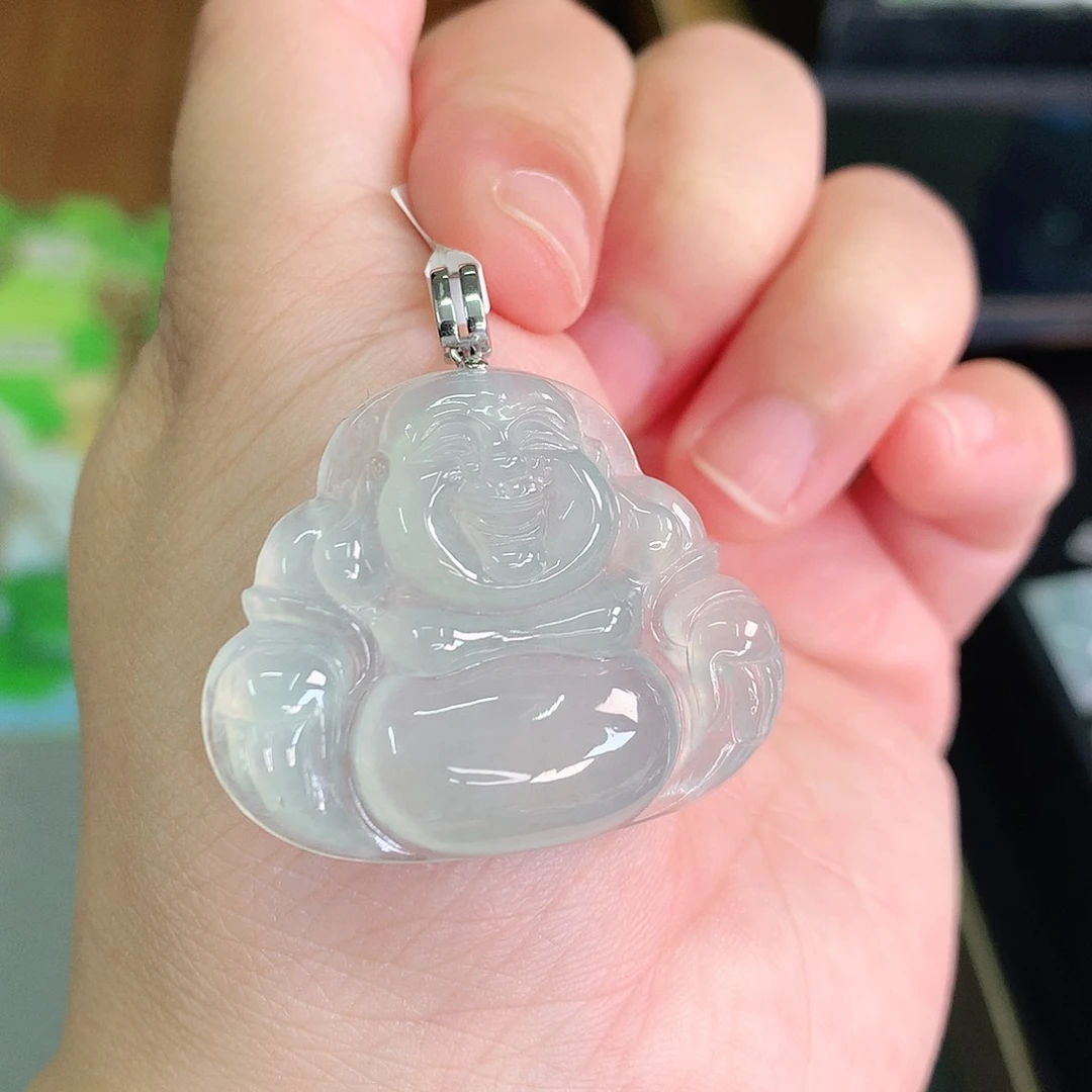 翡翠18K金镶嵌颈饰高冰晴佛公30-36-6.2如