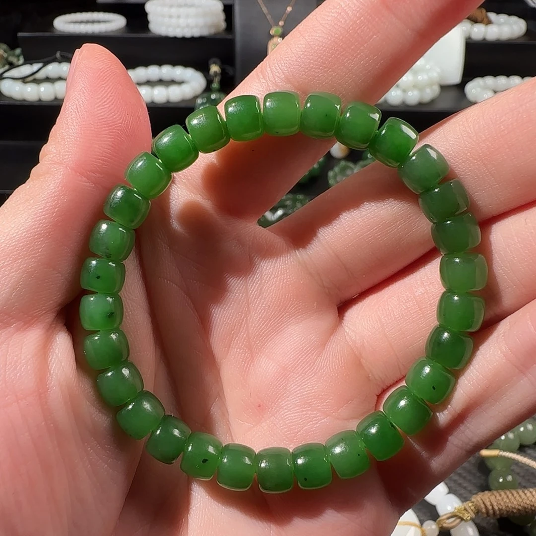 和田玉（碧玉）未镶嵌手串卡7