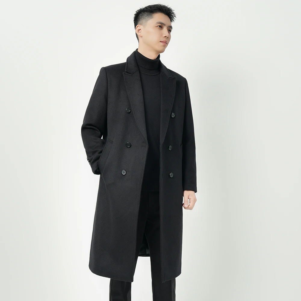 羊毛毛呢大衣男冬季2025新款时尚休闲男装宽松加厚长款外套