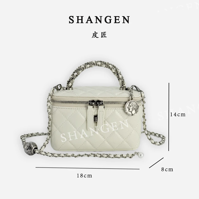 【尚恩CC】SD-5183-白色-轻奢时尚女士新款手提斜挎盒子包