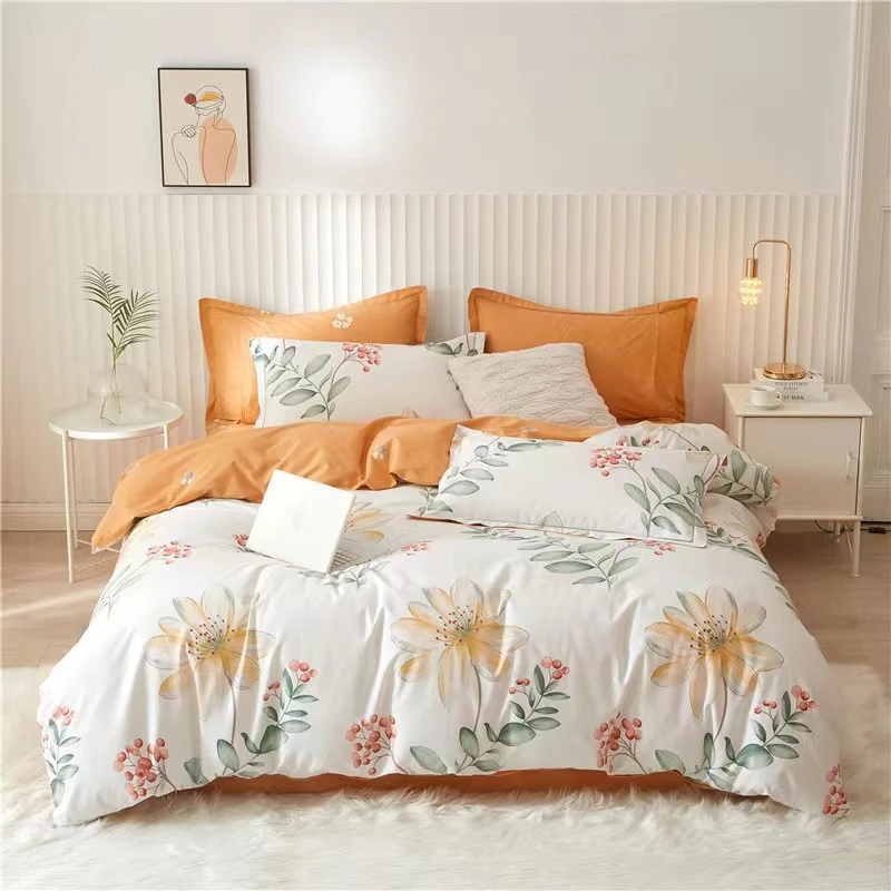 青诗兰悦｜风织棉柔 花印透夏 精梳棉全棉印花四件套 恋曲白