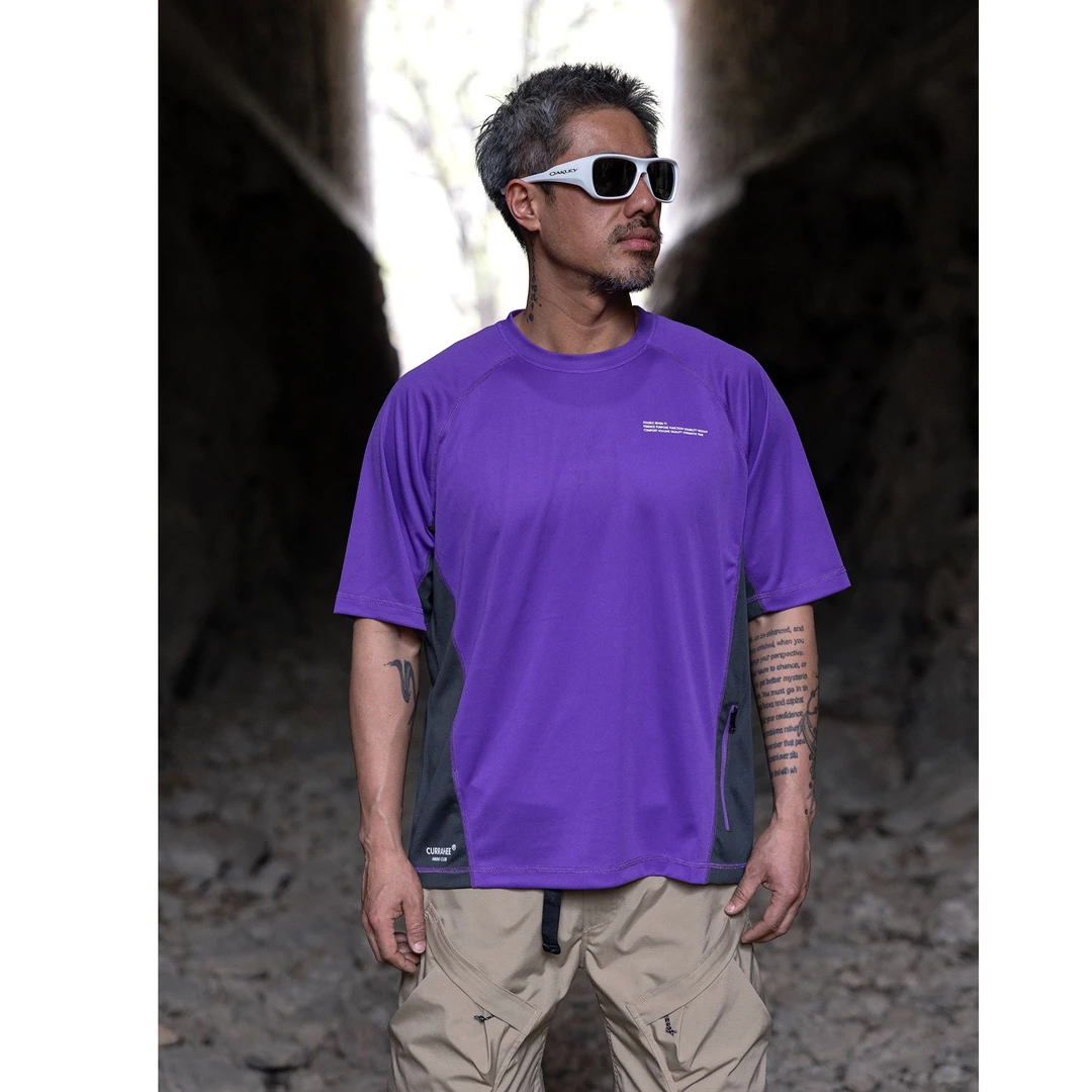 CURRAHEE男士户外可收纳宽松春夏圆领半袖休闲拼色透气速干短袖