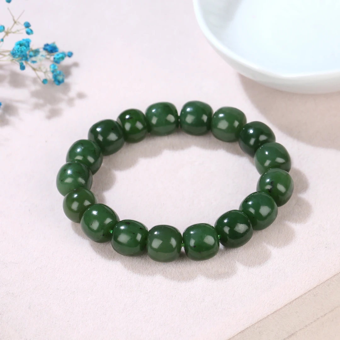 HW【麦子家族母亲节】天然和田玉碧玉手串卡11-12老型百搭PSC053